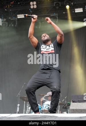 Lethal Bizzle tritt am 20. August 2016 beim V Festival im Weston Park, Großbritannien, live auf Stockfoto