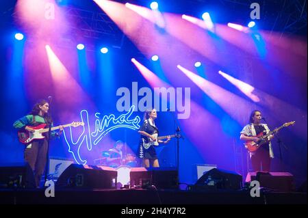 Hindes spielt live beim Leeds Festival 2016 im Bramham Park, Großbritannien. Bilddatum: Samstag, 27. August 2016. Foto: Katja Ogrin/ EMPICS Entertainment. Stockfoto