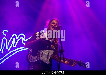 Hindes spielt live beim Leeds Festival 2016 im Bramham Park, Großbritannien. Bilddatum: Samstag, 27. August 2016. Foto: Katja Ogrin/ EMPICS Entertainment. Stockfoto