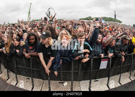 Festivalbesucher am 2. Tag des Download Festivals im Donington Park, Großbritannien. Bilddatum: Samstag, 10. Juni 2017. Foto: Katja Ogrin/ EMPICS Entertainment. Stockfoto