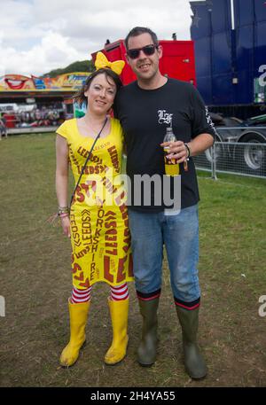 Festivalbesucher beim Leeds Festival 2017 im Bramham Park, Yorkshire, Großbritannien. Bilddatum: Samstag, 26. August 2017. Foto: Katja Ogrin/ EMPICS Entertainment. Stockfoto