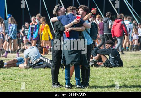 Festivalbesucher beim Leeds Festival 2017 im Bramham Park, Yorkshire, Großbritannien. Bilddatum: Samstag, 26. August 2017. Foto: Katja Ogrin/ EMPICS Entertainment. Stockfoto