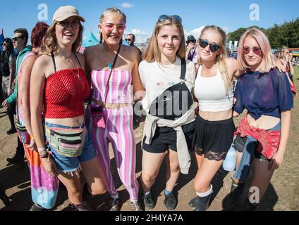 Festivalbesucher beim Leeds Festival 2017 im Bramham Park, Yorkshire, Großbritannien. Bilddatum: Samstag, 26. August 2017. Foto: Katja Ogrin/ EMPICS Entertainment. Stockfoto