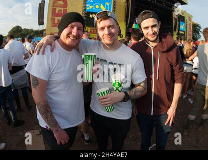 Festivalbesucher am 3. Tag des Leeds Festivals in Bramham Park, Großbritannien. Bilddatum: Sonntag, 27. August 2017. Foto: Katja Ogrin/ EMPICS Entertainment. Stockfoto