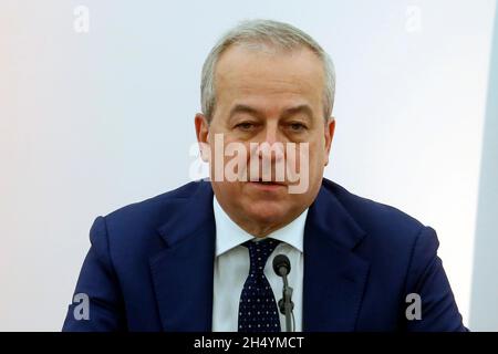 Rom, Italien. November 2021. Franco Locatelli, Präsident des Rates für höhere Gesundheit, während einer Pressekonferenz über Maßnahmen zur Bekämpfung der Covid-19-Pandemie. Rom (Italien), 5. November 2021Foto Samantha Zucchi Insidefoto Kredit: Insidefoto srl/Alamy Live News Stockfoto