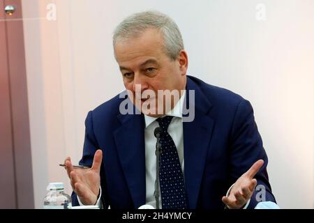 Rom, Italien. November 2021. Franco Locatelli, Präsident des Rates für höhere Gesundheit, während einer Pressekonferenz über Maßnahmen zur Bekämpfung der Covid-19-Pandemie. Rom (Italien), 5. November 2021Foto Samantha Zucchi Insidefoto Kredit: Insidefoto srl/Alamy Live News Stockfoto