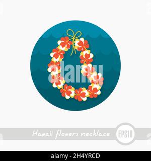 Hawaii Blumen Halskette, Kranz Umriss Vektor-Symbol. Strand. Sommer. Sommerzeit. Urlaub. Urlaub, Folge 10 Stock Vektor