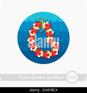 Hawaii Blumen Halskette, Kranz Umriss Vektor-Symbol. Strand. Sommer. Sommerzeit. Urlaub. Urlaub, Folge 10 Stock Vektor