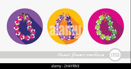 Hawaii Blumen Halskette, Kranz Umriss Vektor-Symbol. Strand. Sommer. Sommerzeit. Urlaub. Urlaub, Folge 10 Stock Vektor