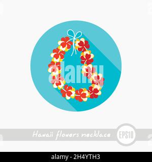 Hawaii Blumen Halskette, Kranz Umriss Vektor-Symbol. Strand. Sommer. Sommerzeit. Urlaub. Urlaub, Folge 10 Stock Vektor