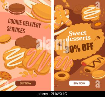 Süße Desserts, Online-Lieferservice für Lebensmittel Stock Vektor