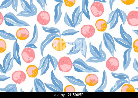Nahtloses Muster mit gemalten Orangen auf hellem Hintergrund Stock Vektor