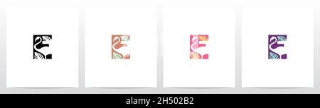 Flamingo auf dem Buchstaben Logo Design E Stock Vektor
