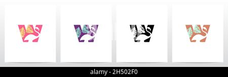 Flamingo auf Buchstabe Logo Design W Stock Vektor