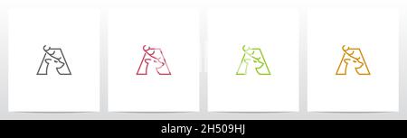 Hirschkopf auf Buchstabe Logo Design A Stock Vektor