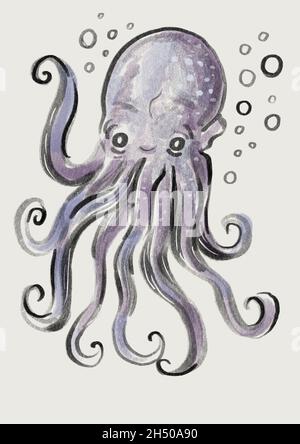 octopus Sea Life Illustration Stockfoto