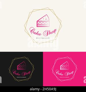 Beauty Cake Shop Abzeichen Stempel Logo Design Vorlage. Geeignet für Cake Bake Shop Bäckerei Restaurant Cafe Business Brand Company Logo Design. Stock Vektor