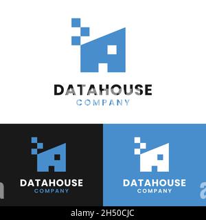 Data House Digital für digitale Technologie Tech Multimedia Internet House Studio Agentur Bürogebäude Firma Marke Business Logo Design Vorlage. Stock Vektor