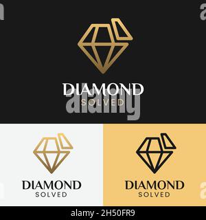 Diamond Solved in Line Style Logo Design Template. Geeignet für Schmuck Schmuck Mode Boutique Bekleidung Shop Store Business Brand Company Logo. Stock Vektor