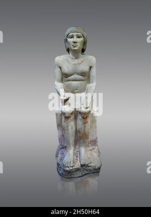 Ägyptische Statue Skulptur des Chef Metzgers Pehernefer, 2620-2500, 4. Dybasty, Kalkstein, Saqqara Nekropolis . Louvre Museum Inv. A107. Mann (loinkl Stockfoto