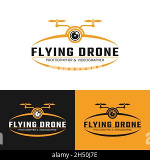Design-Vorlage Für Flying Drone Logo. Geeignet für Fotografie Videografie Multimedia Broadcasting Delivery Company Business Corporate Brand einfach etc. Stock Vektor