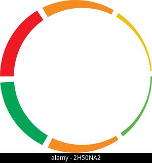 6 Teil, Abschnitt segmentierter Kreis. Abstrakte gestrichelte Linien kreisförmiges geometrisches Element - Stock-Vektor-Illustration, Clip-Art-Grafiken Stock Vektor