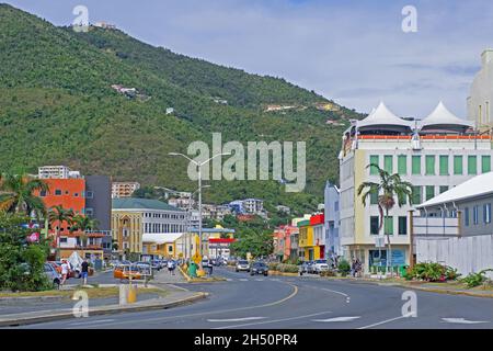 Road Town, Hauptstadt der Insel Tortola, größte und bevölkerungsreichste der Britischen Jungferninseln, kleine Antillen in der Karibik Stockfoto