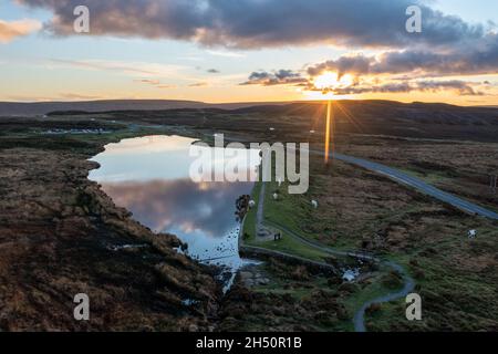 Wildpferde am Keepers Pond in Blaenavon, Brecon Beacons, South Wales Stockfoto