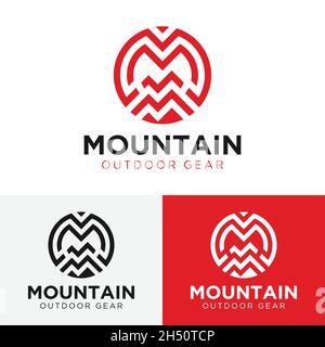 Anfangsbuchstabe Monogramm M oder MM für Mountain Logo Design-Vorlage. Geeignet für Abenteuer Outdoor Wandern Camping Jagd Sport Ausrüstung Bekleidung Business. Stock Vektor