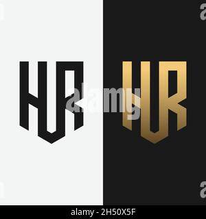 Monogram Letter Initial H R HR RH Shield Logo Design-Vorlage. Geeignet für General Shop Apparel Sport Fashion Marketing Business Brand Company etc. Stock Vektor