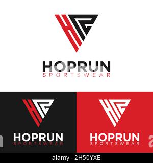 Monogram Letter Initial H R HR RH Triangle Logo Design-Vorlage. Geeignet für General Sports Fitness Construction Finance Company Business Corporate Stock Vektor