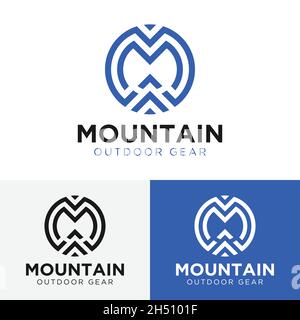 Anfangsbuchstabe Monogramm M oder MM für Mountain Logo Design-Vorlage. Geeignet für Abenteuer Outdoor Wandern Camping Jagd Sport Ausrüstung Bekleidung Business. Stock Vektor
