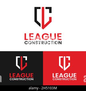 Monogram Letter Initial L C LC CL Shield Logo Design-Vorlage. Geeignet für General Construction Real Estate Finance Protect Security Company Business Stock Vektor