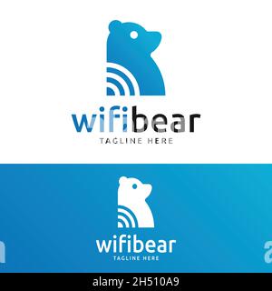 Design-Vorlage Für Wifi-Bären-Logo. Geeignet für Technologie Internet WiFi Provider App Business Brand Company Logo Design. Stock Vektor