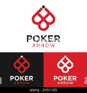 Abstraktes Pik-Ass-Design mit Pfeil-nach-oben-Logo-Vorlage. Geeignet für Card Casino Club Poker oder Technology Sport Apparel Shop Logo Design. Stock Vektor