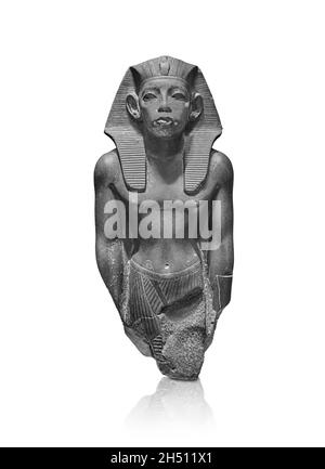 Ägyptische Statue Skulptur von König Amenemhat III, 1843-1798 v. Chr., 12. Dynastie. Louvre Museum N 464. Amenemhat (stehend, Nemes Frisur, chendjit loinc Stockfoto
