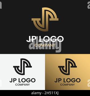 Monogram Letter anfängliche JP DP für allgemeine Finanzen Mode Business Brand Company in einfacher Linie Retro Hipster Stil Logo Design-Vorlage. Stock Vektor