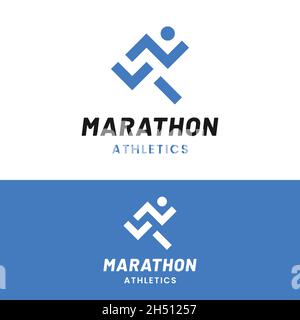 Einfache Minimal Marathon Laufen Joggen Logo Design-Vorlage. Geeignet für Sportveranstaltungen Fitness Gym Athlete Apparel Trainer Shop Business Company etc. Stock Vektor