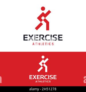 Einfache Minimal Übung Workout Running Logo Design Vorlage. Geeignet für Sportveranstaltungen Fitness Gym Athlete Apparel Trainer Shop Business Company etc. Stock Vektor