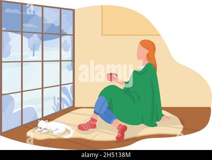 Gemütliche Stimmung zu Hause 2D Vektor isolierte Illustration Stock Vektor