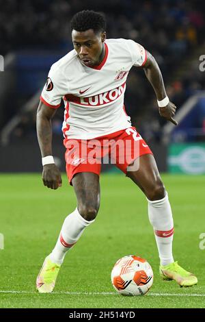 LEICESTER, GBR. 4. NOVEMBER Quincy Promes des FC Spartak Moscow in Aktion während des UEFA Europa League Group C-Spiels zwischen Leicester City und FC Spartak Moscow im King Power Stadium, Leicester am Donnerstag, 4. November 2021. (Kredit: Jon Hobley | MI News) Kredit: MI Nachrichten & Sport /Alamy Live News Stockfoto