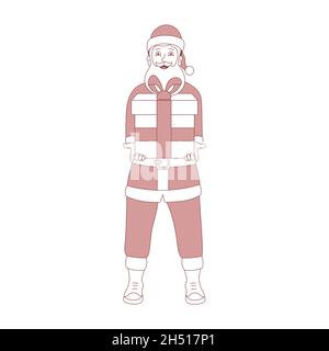 Vektor-Illustration eines glücklichen Weihnachtsmanns mit einer Geschenkbox Stock Vektor