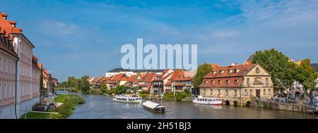 Panorama auf den Fluss des Kleinen Venedigs in Bamberg Stockfoto