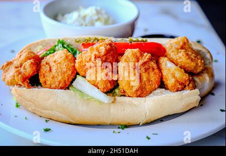 Shrimp Po' Boy Sandwich Stockfoto