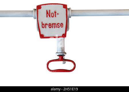Notbremse von der deutschen Bahn oder Straßenbahn Stockfoto