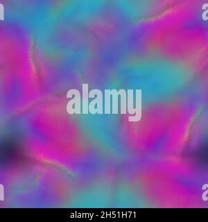 Regenbogen Raum gefärbt Aquarell Welle Textur Hintergrund. Nahtloses, tropisches, lebendiges 80er-Jahre-Boho-Muster. Für Retro-Hippie-Mode, Vintage bunt Stockfoto