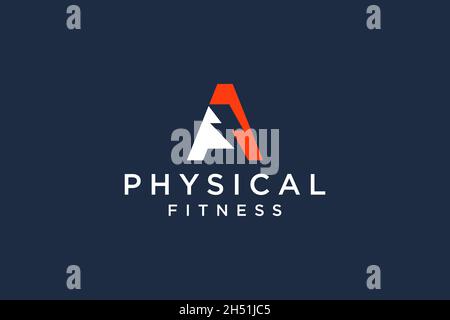 Buchstabe A für Fitness Logo Vektor Icon Design und Langhantel Fitness Gym Logo Design Stock Vektor