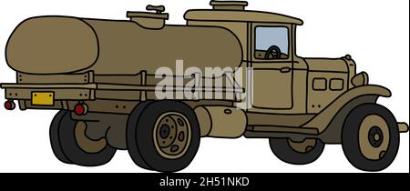 Die vektorisierte Handzeichnung eines alten Sand-Militärpanzers Stock Vektor