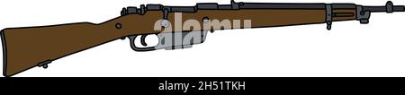 Die vektorisierte Handzeichnung eines alten Militärgewehrs Stock Vektor