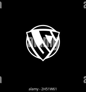 LC Monogram-Logo mit dreieckiger Schildform, isoliert auf weißem Hintergrund. Radioaktives Logo, Dreieck radioaktiv und Schildform Stock Vektor